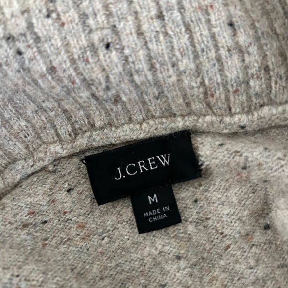 J. Crew Women’s Cozy Tan Merino Wool Sweater with Button Collar - Picture 5 of 6